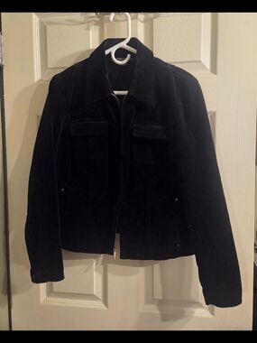 Black Suede Zip-Front Jacket
